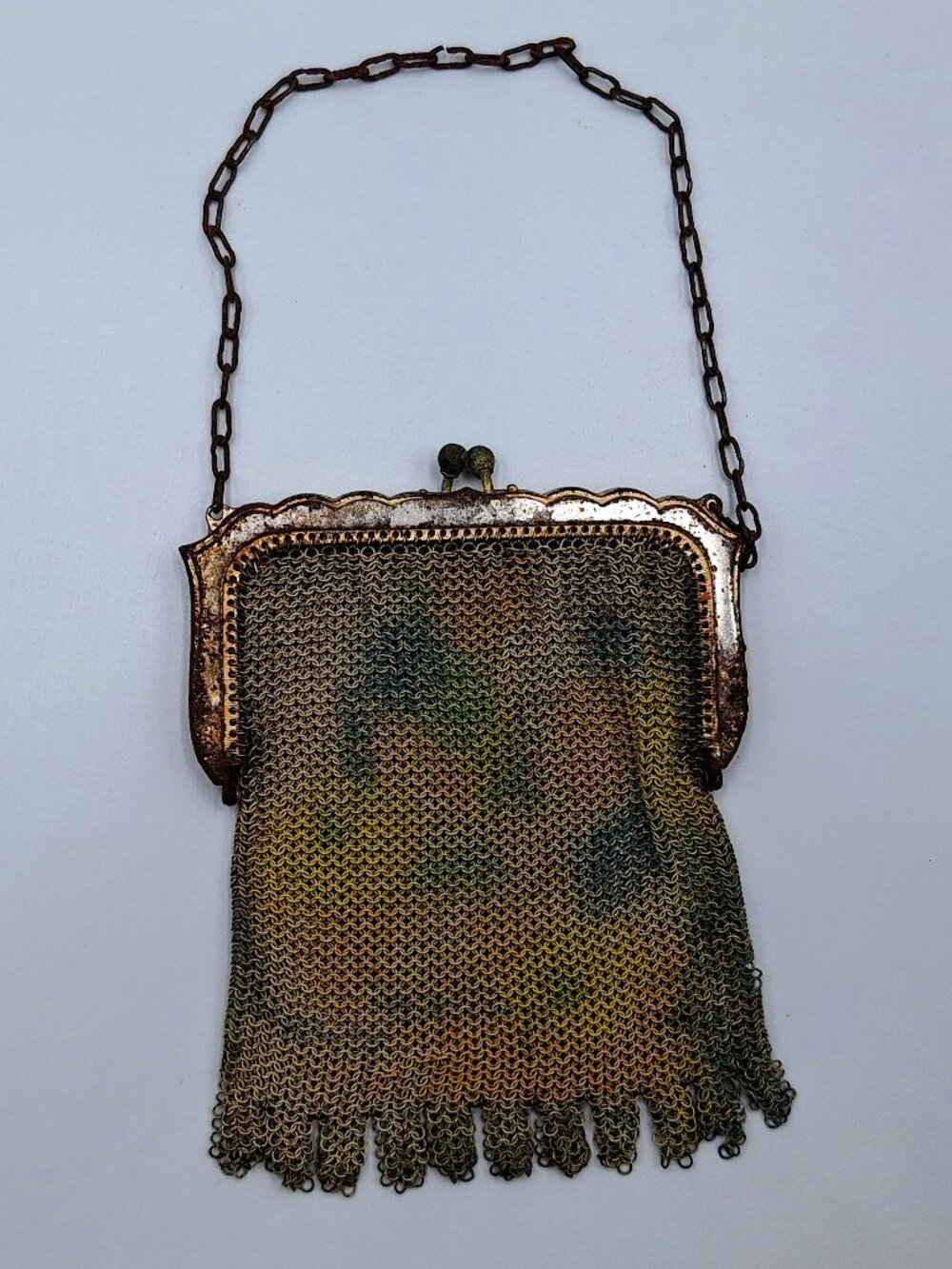 Whiting & Davis Antique 1920's Chain Mail Small Purse Handbag Multicolor